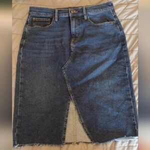 Calvin Klein Jeans Womens Blue Denim High Rise Skirt Frayed Hem Size 30